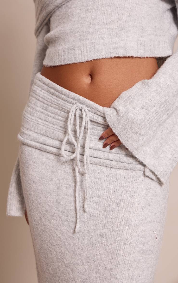 Gris Clair Jupe Maxi En Maille Côtelée Douce À Taille Repliée