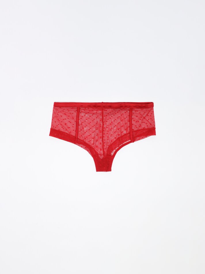 Pacote com 2 calcinhas hipster de tule - Vermelhas