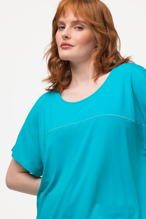 T-Shirt, Glitzerstein-Streifen, Rundhals, Halbarm