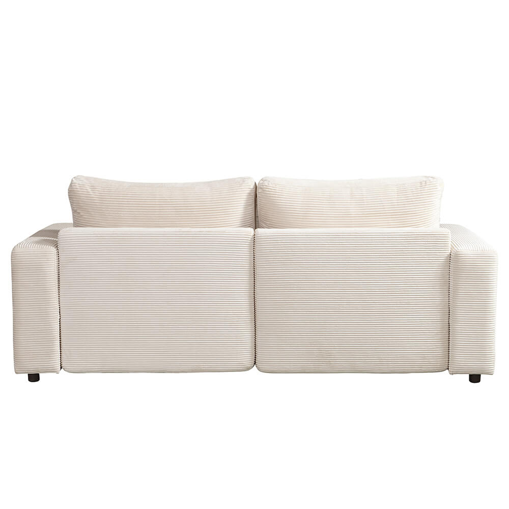 HOME DELUXE Modulaire 2-zits Slaapbank - Ribfluweel - Beige