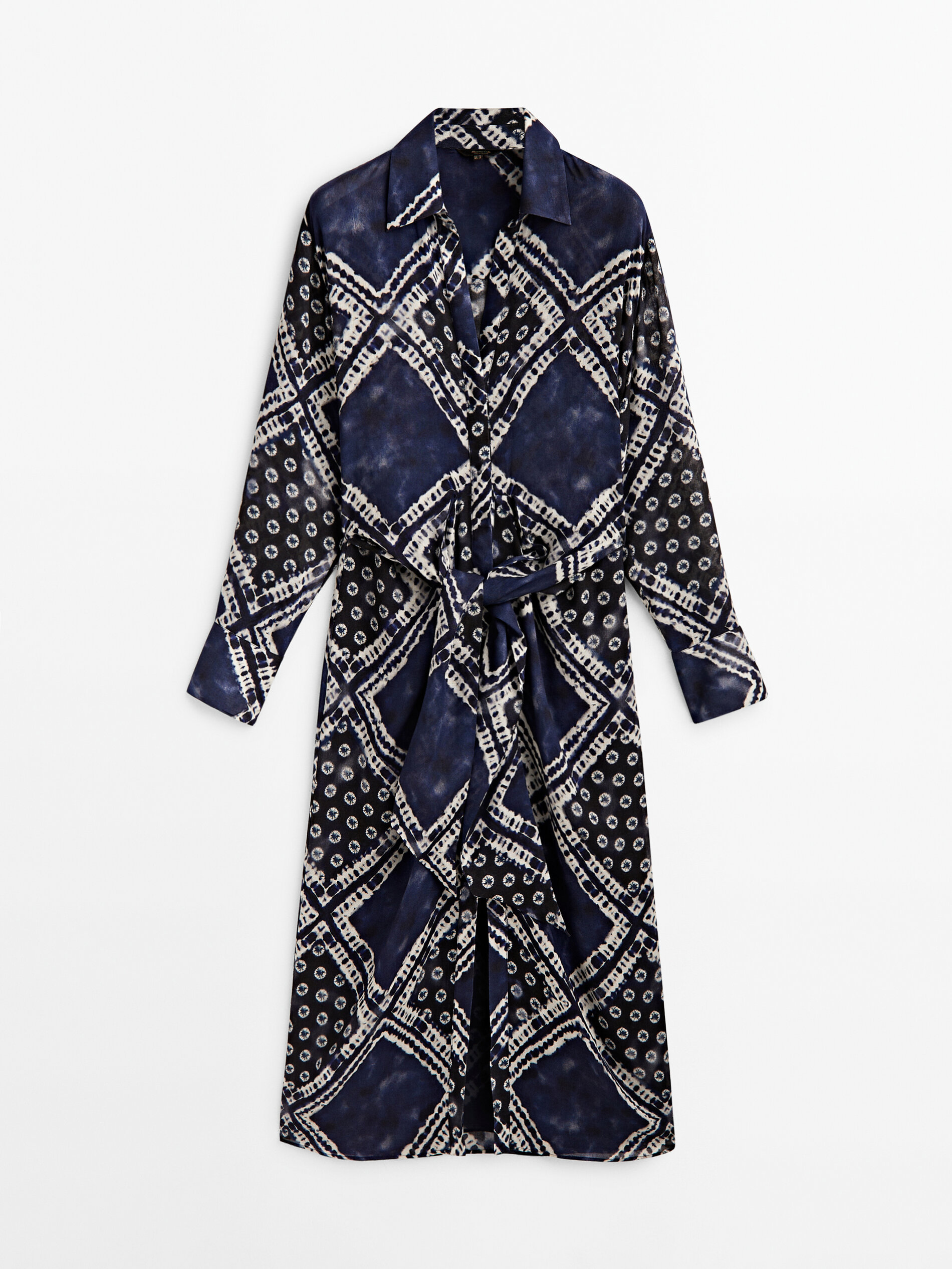 Vestido nude com estampa detalhada - AZUL ESCURO