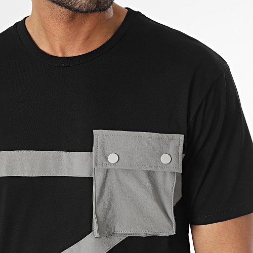 Tee Shirt Poche Noir Gris