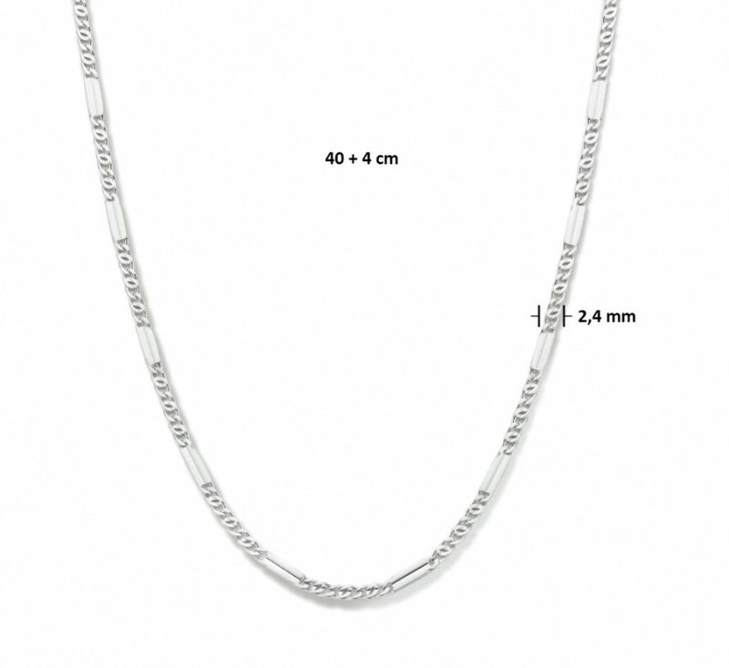 Collier - Valkenoog - Zilver - Gerhodineerd - 40 + 4 cm