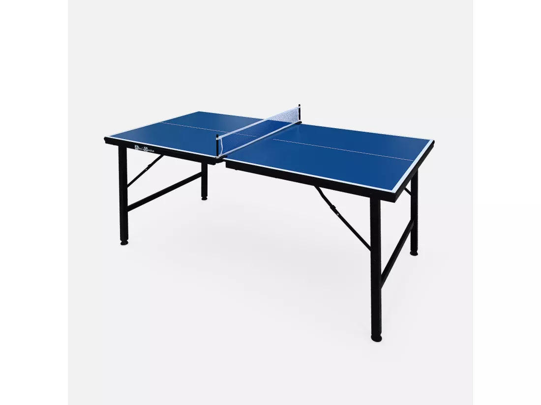 Mini table de ping pong 150x75cm - table pliable INDOOR bleue. avec 2 raquettes et 3 balles. valise de jeu pour utilisation intérieure. sport tennis de table