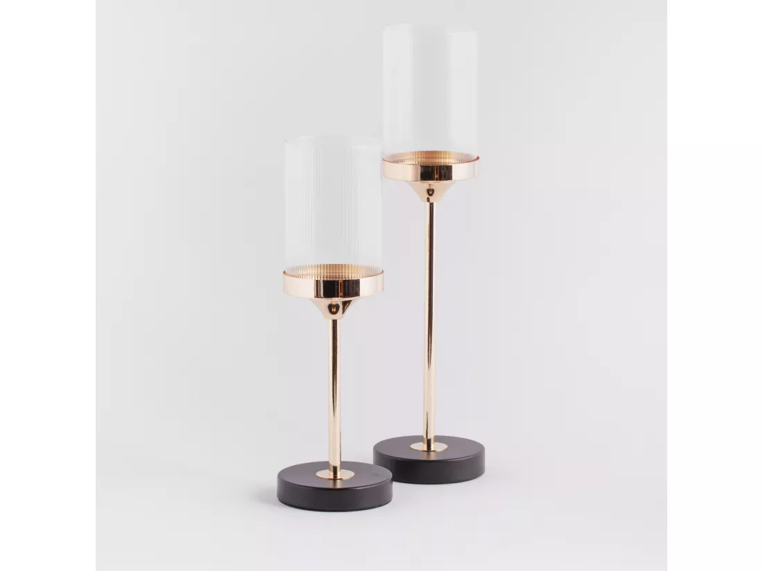 Bougeoir Enlaceso Or Moyen 37.5 x 12 (Métal, Verre)