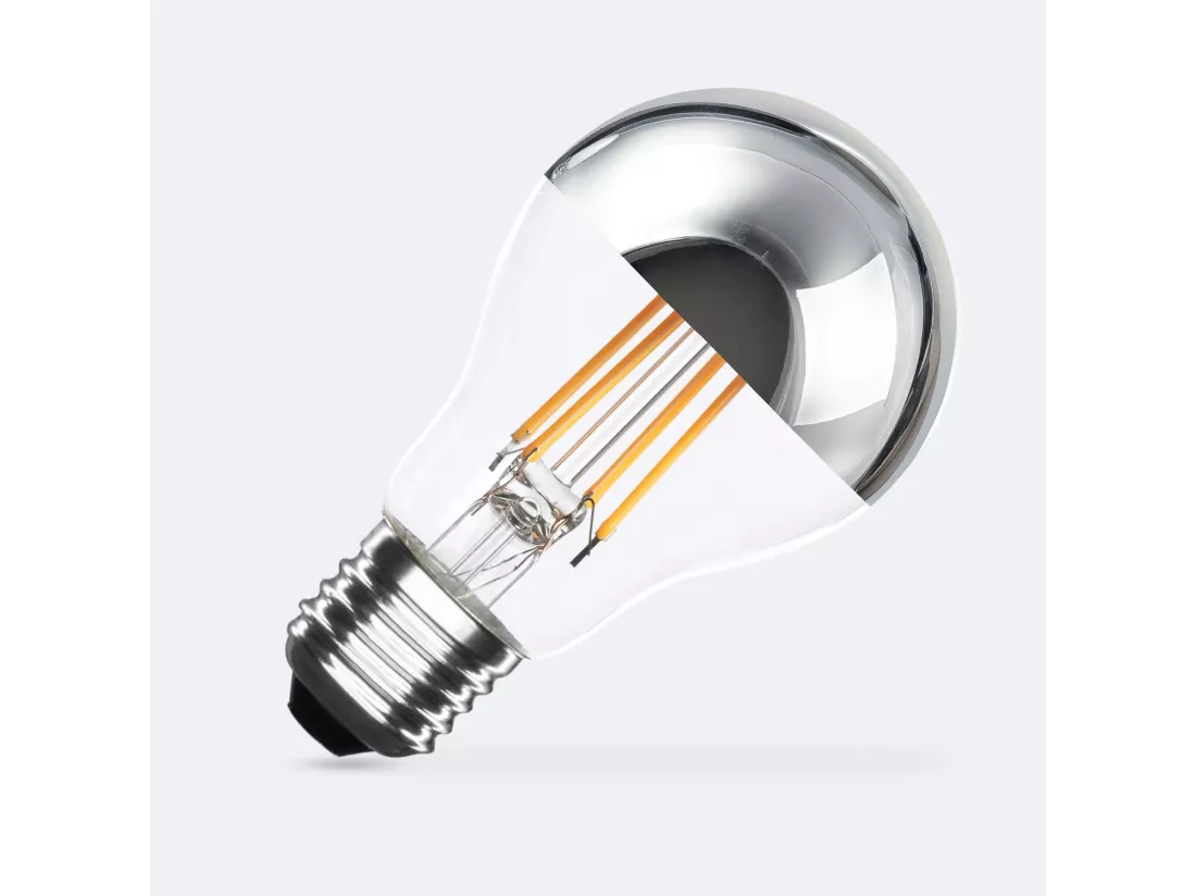 Ampoule LED 8W Filament LED E27 800 lm A60 Dimmable Chrome Reflect No Flicker 2200K Blanc chaud