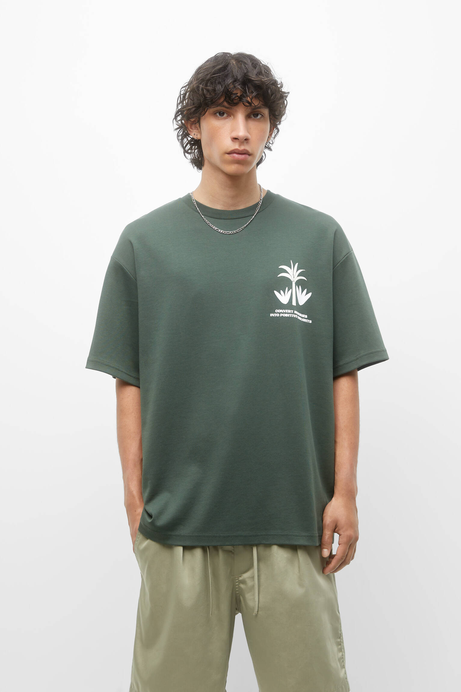 CAMISETA DE LÃ COM ESTAMPA - CÁQUI