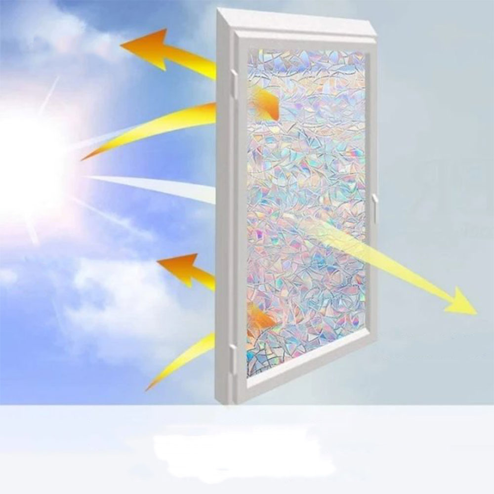 (45x200cm) 3D Deko Fensterfolie Regenbogen Effekt Statische Sichtschutz Folie Blickdicht (Anti-UV)