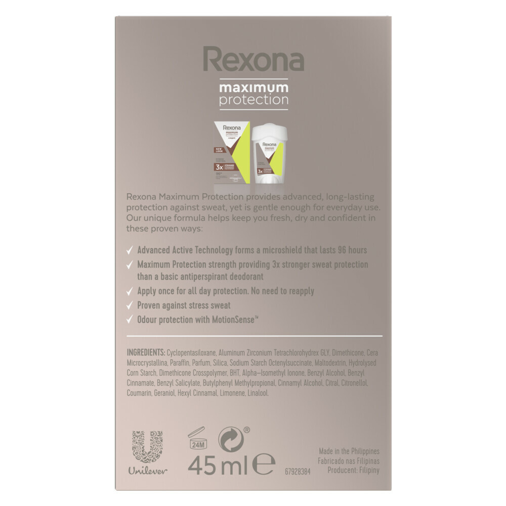 6x Rexona Deodorant Stick Cream Maximum Protection Stress Control45 ml