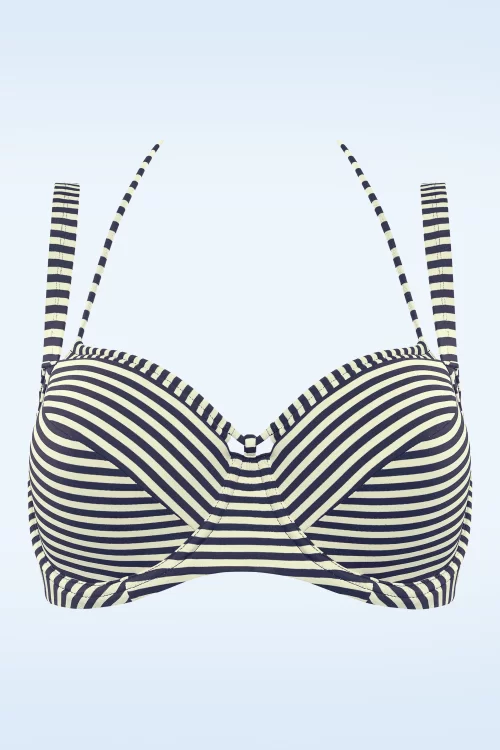Marlies Dekkers Holi Vintage balkon bikinitop in blauw en ecru