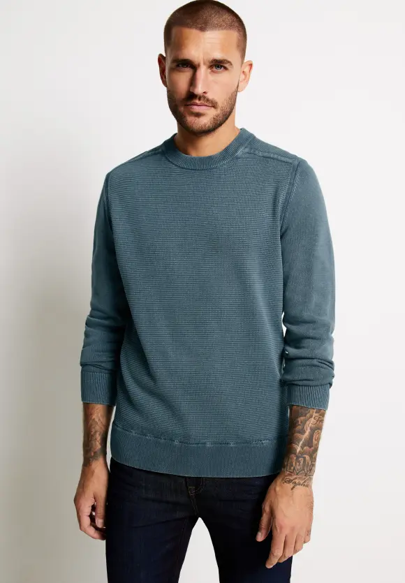 Strickpullover mit Struktur - ash blue
