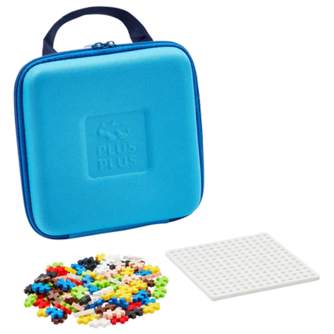 plus-plus bouwstenen in reiskoffer - blauw - 100st