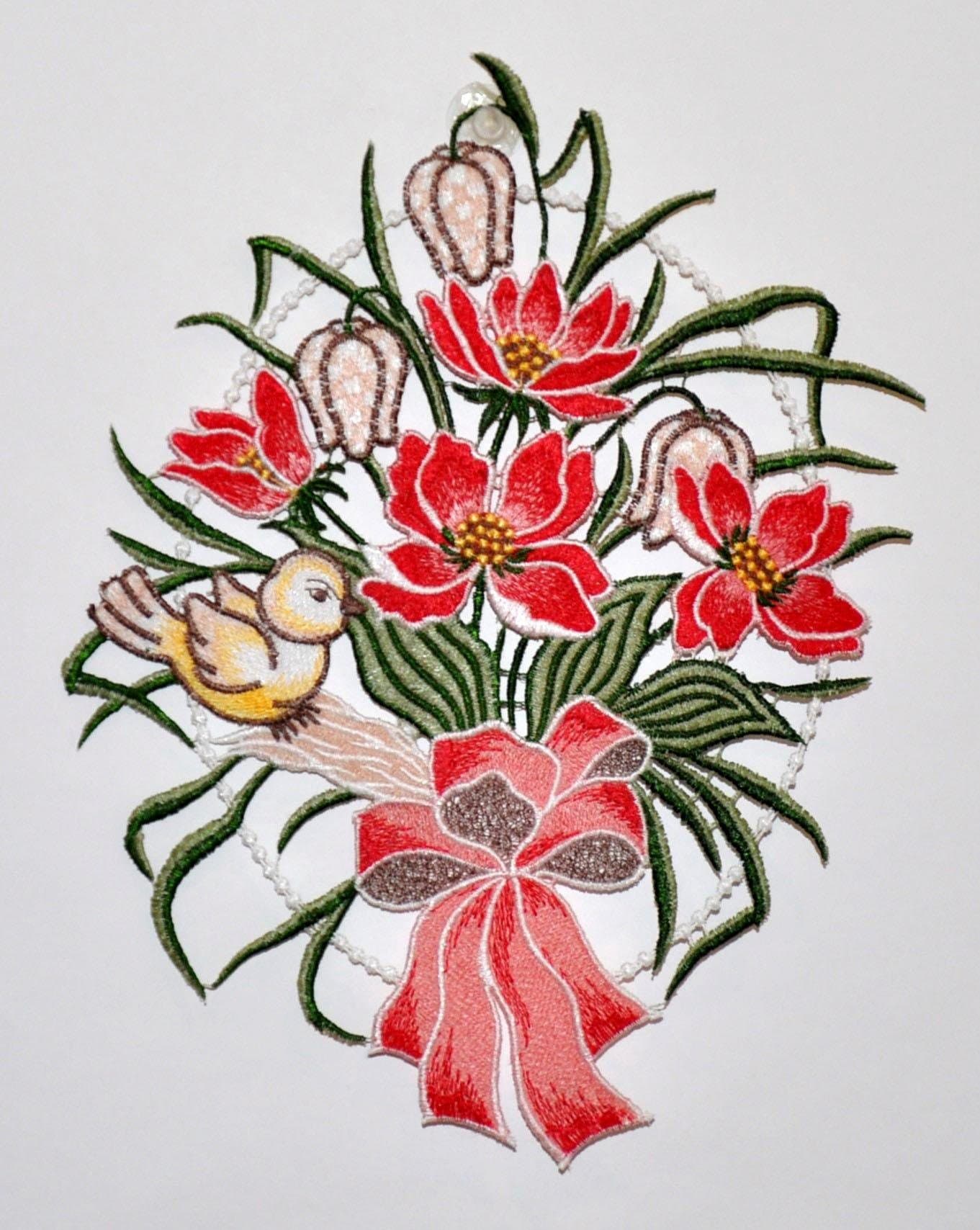 Stickereien Plauen Fensterbild »Blumenschleife Fensterbild« Fensterbild 