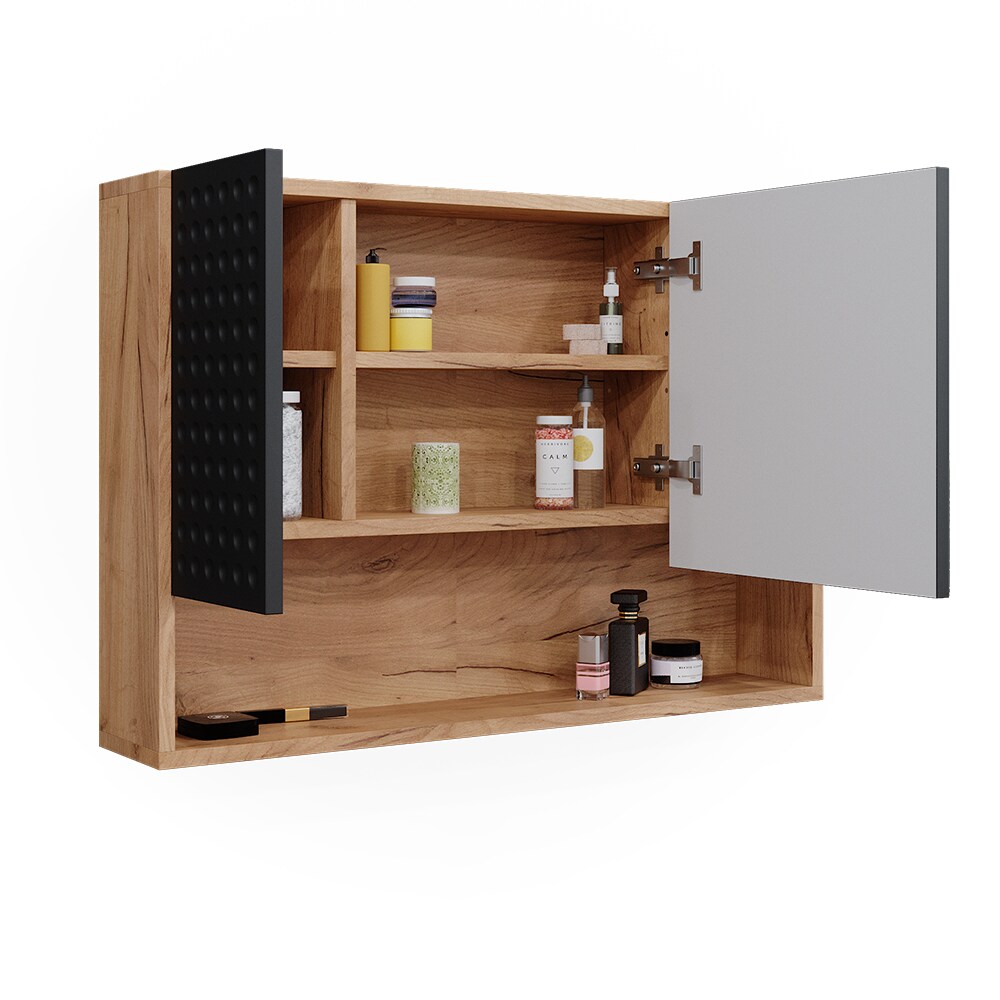 Vicco Badspiegelschrank Irma Eiche Anthrazit 80 x 55 cm Badezimmer