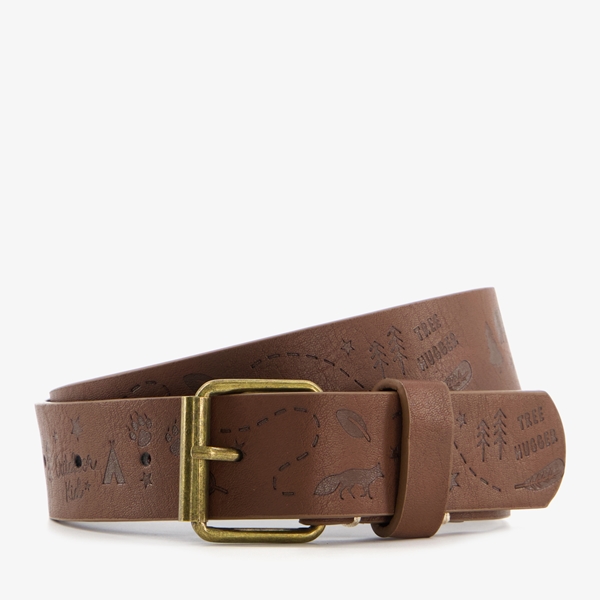 Jongens riem met print bruin