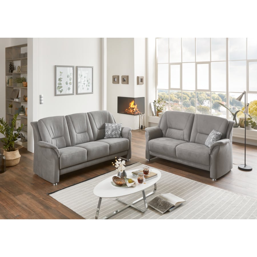2,5er-Sofa Mainz Stoff grau, Boxspring-Polsterung