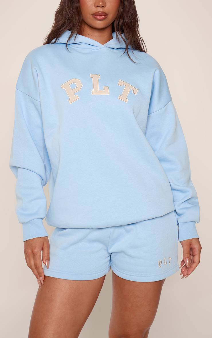 Bleu Clair Short Molleton Logo PLT Contrasté