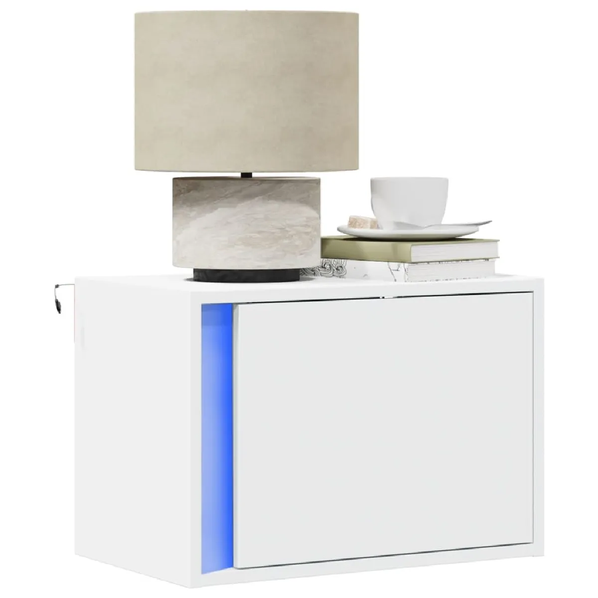 vidaXL Table de chevet murale - LED Blanc