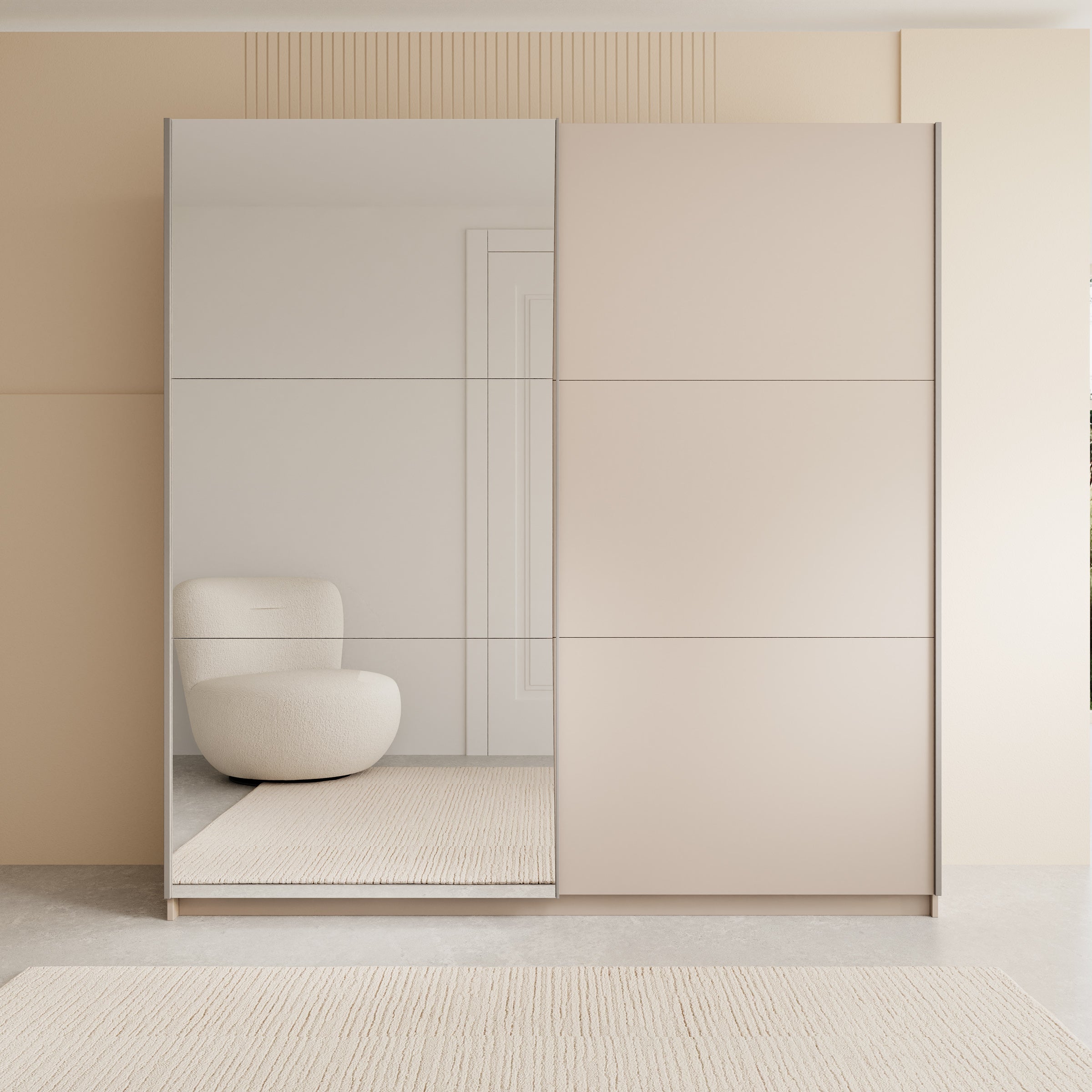 Andros - Kledingkast met schuifdeuren - Beige - 200x58x207 cm