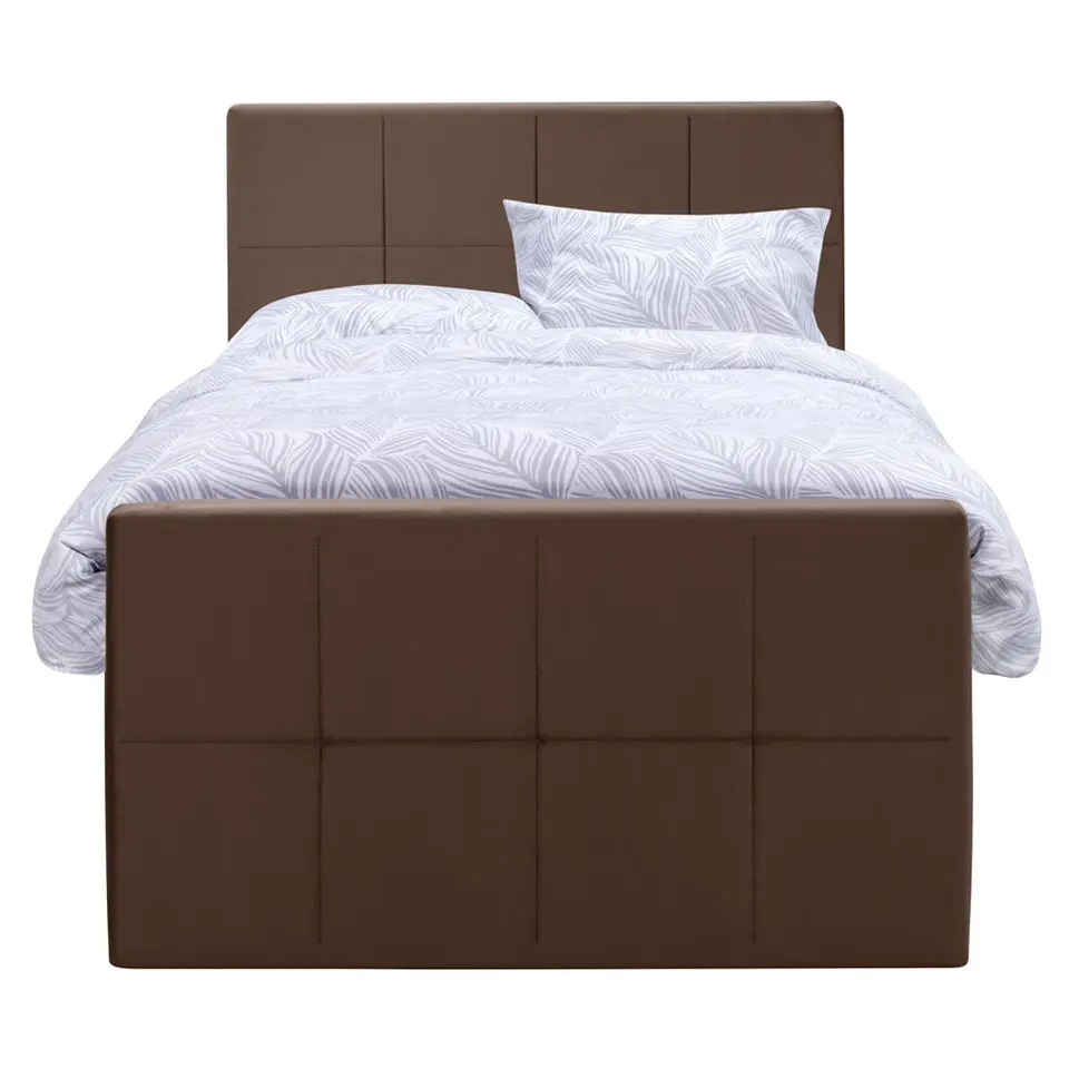 Boxspring met opbergruimte en voetbord Liv geblokt - bruin - 120x200cm