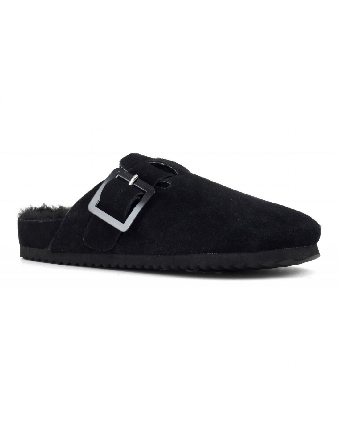 colors of california Sabots femme noir suede furry bio closed toe