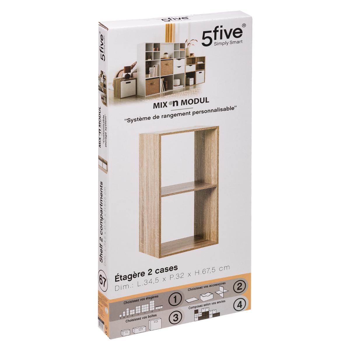 ETAGERE BOIS 2 CASES MIX NATUREL