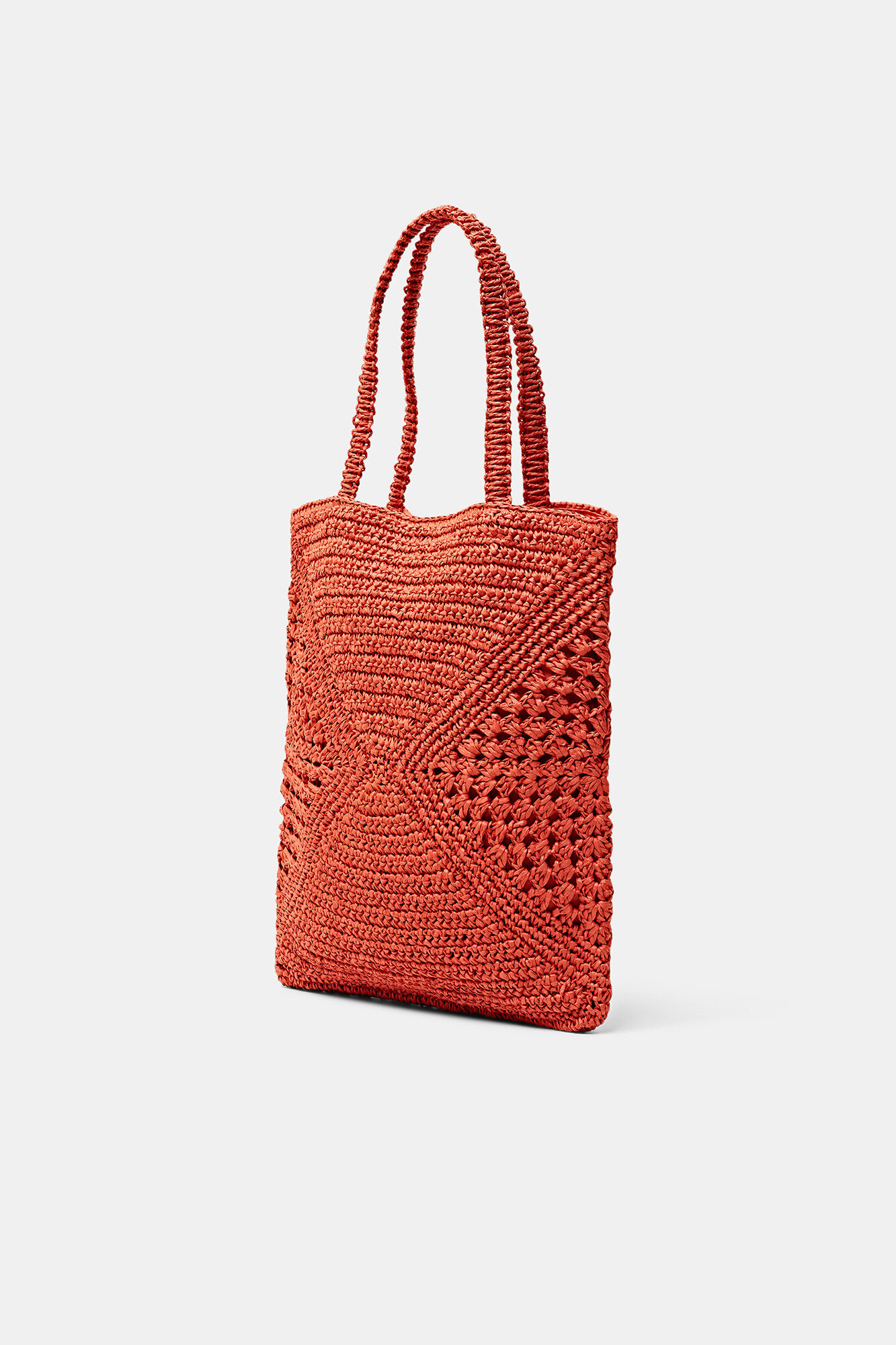 Bolsa de compras em papel trançado - Coral
