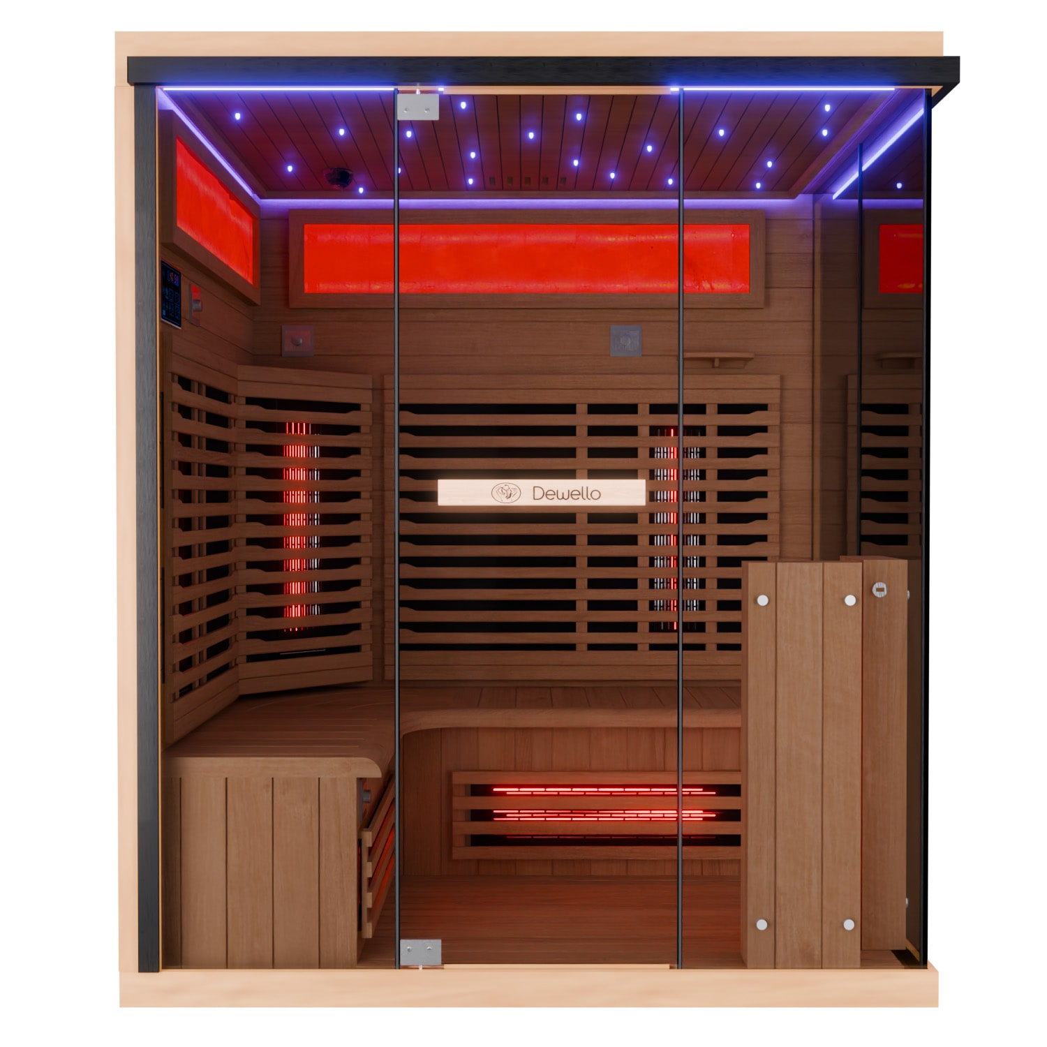 Dewello® Infrarotkabine Infrarotsauna KENORA 160x120 für 2-3 Personen aus Hemlockholz, Dual-Therm