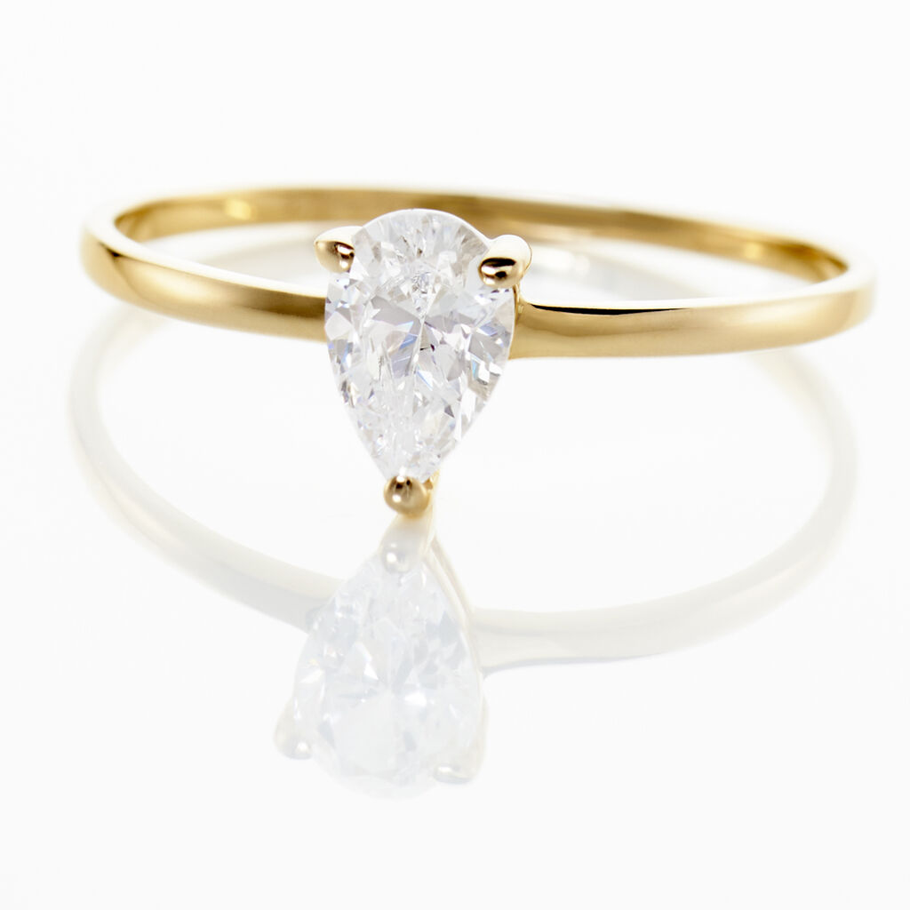 Bague Or Jaune Solitaire Harrietta Oxyde De Zirconium