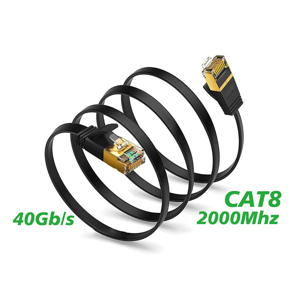 (10m) 40 Gigabit CAT 8 Ethernet LAN RJ45 Netzwerk Flachbandkabel mit Kupfer-Kern - Dunkelgrau