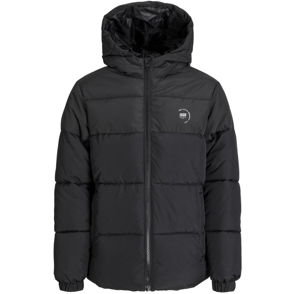 Køb Jack & Jones Junior Black White Logo Jjmaze Logo Puffer Hætte Jnr