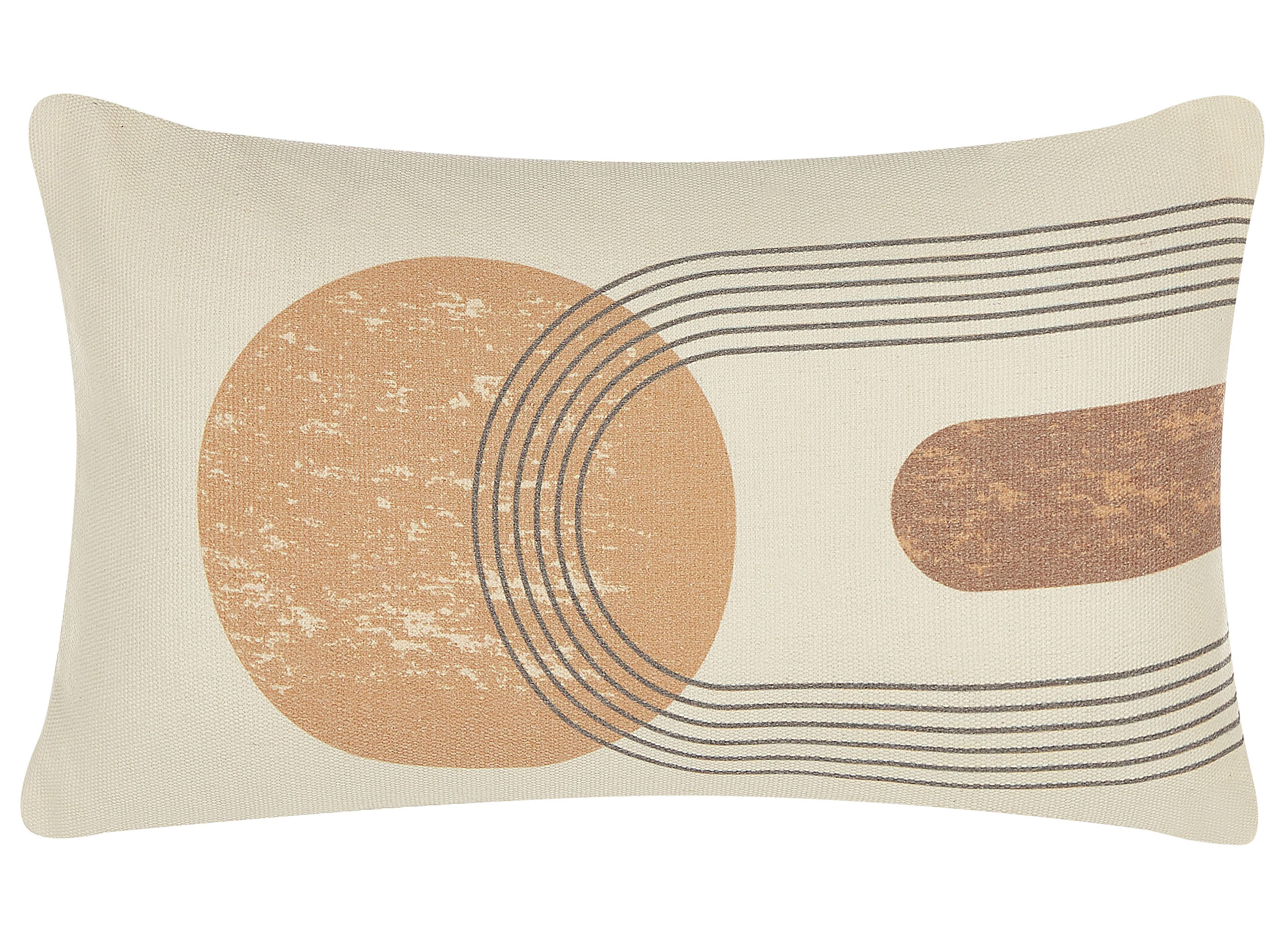 Set van 2 sierkussens NASTURTIUM 30 x 50 cm Beige geometrisch patroon
