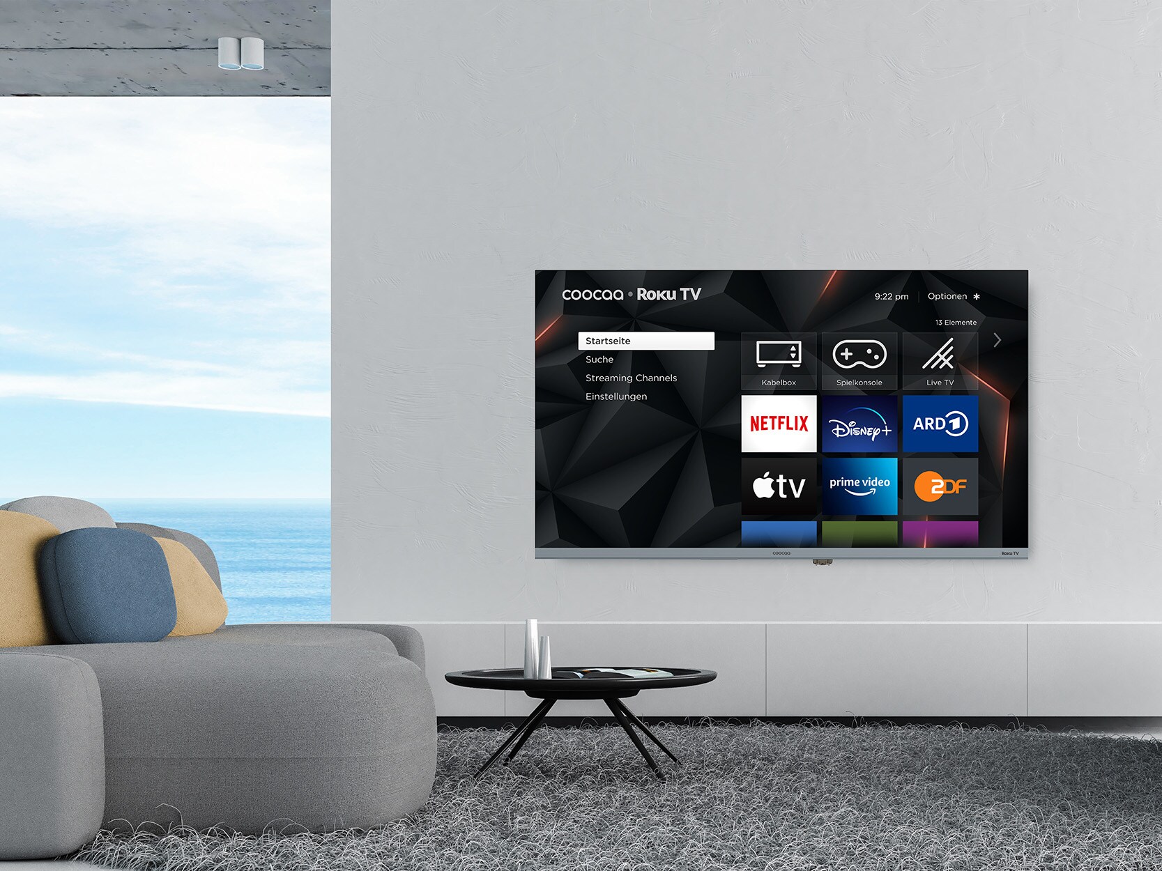 Coocaa 40R3G, Roku HD Smart TV, 40 Zoll, 100 cm, Fernseher mit WLAN schwarz LCD TV
