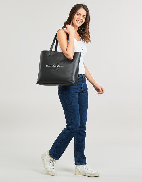 Calvin Klein Jeans - WOVEN LABEL RIB TANK TOP - Blanc