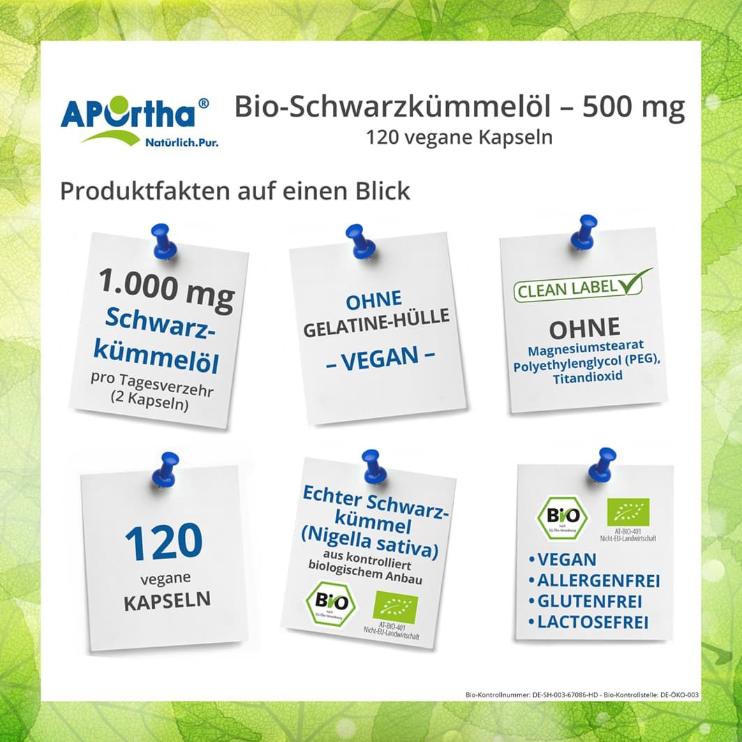 APOrtha® Bio-Schwarzkümmelöl Kapseln - 500 mg