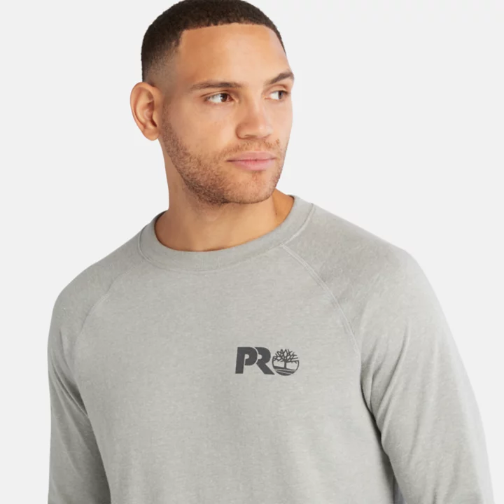 Camiseta Timberland PRO Core de manga comprida para homem, na cor cinza.