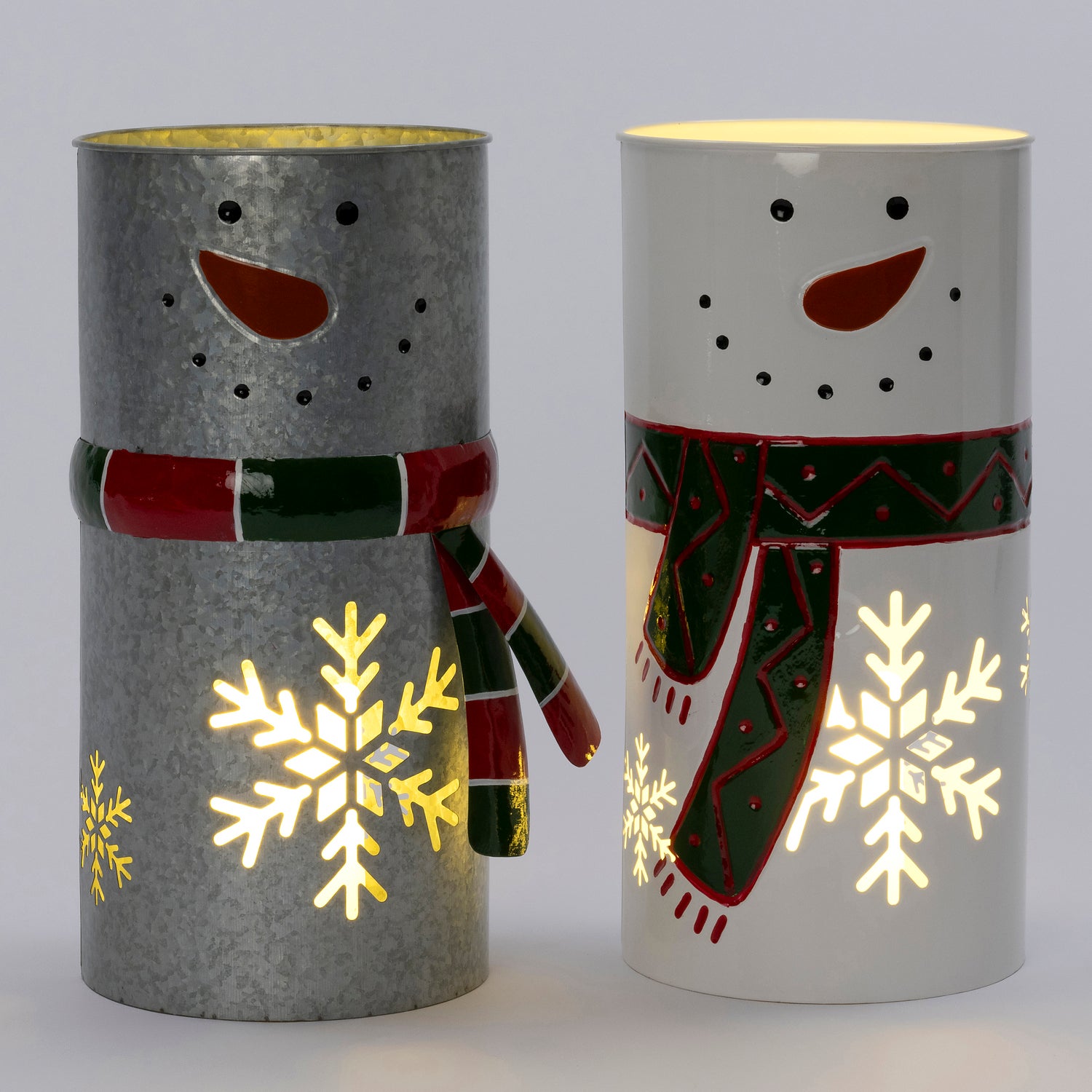 Intratuin lantaarn sneeuwpop zilver / rood / groen 18,5 x 18,5 x 38,5 cm