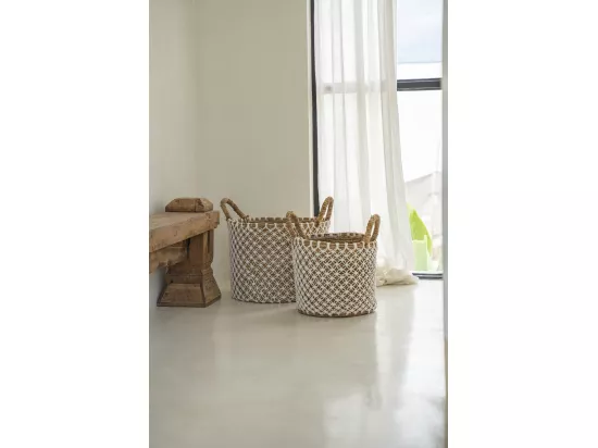 Le Panier Cross Stitched Macramé - Naturel Blanc - M