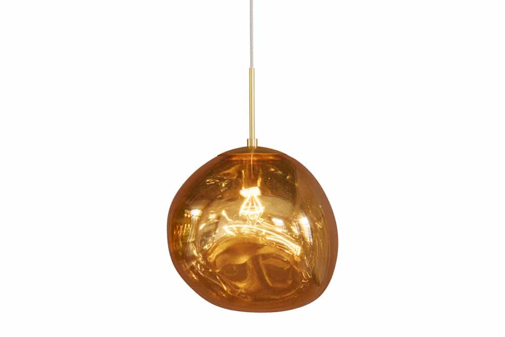 Runde Hängelampe LIQUID DIAMOND 35cm gold Glas Stahl Kugelleuchte