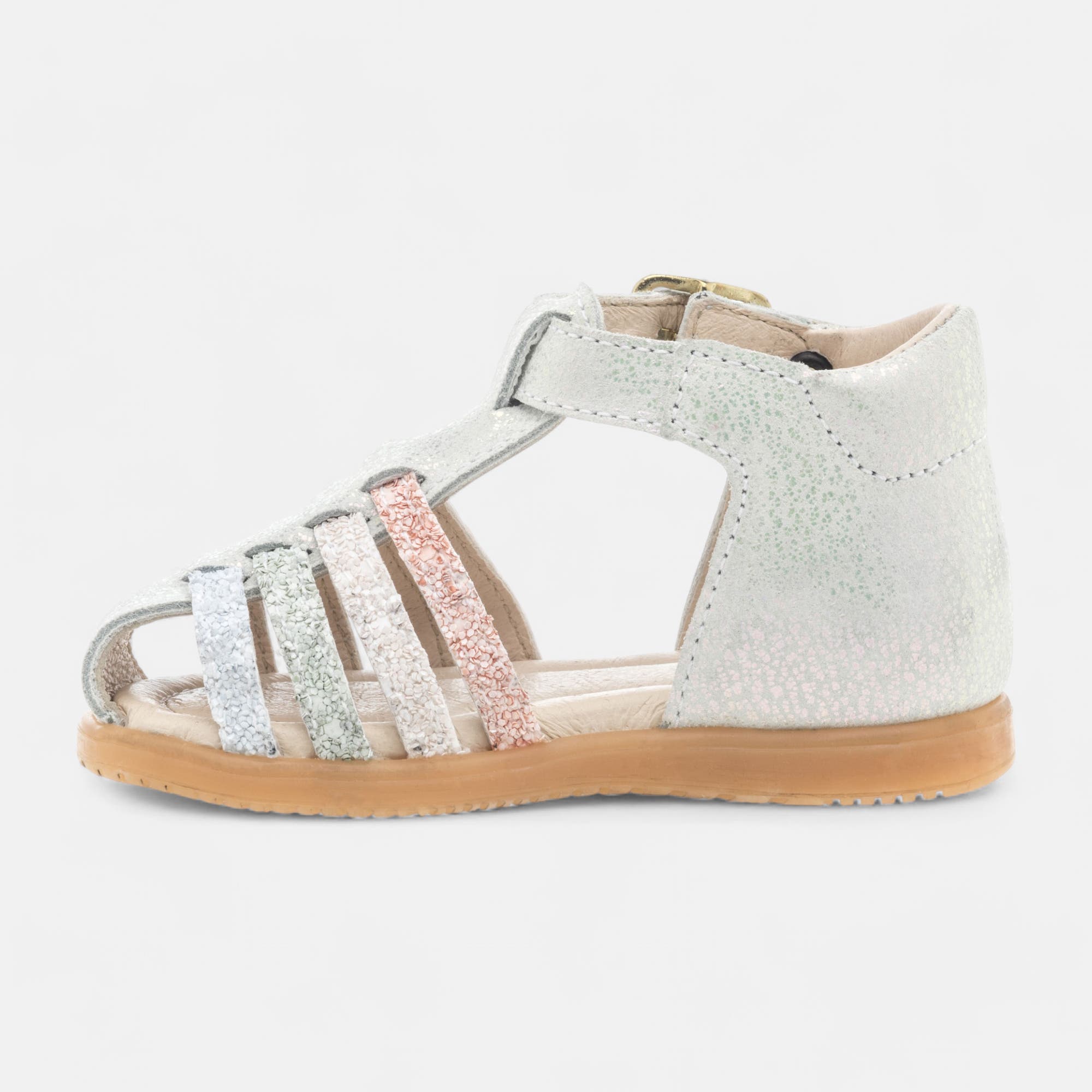 Nu-pieds Bébé fille en cuir blanc
