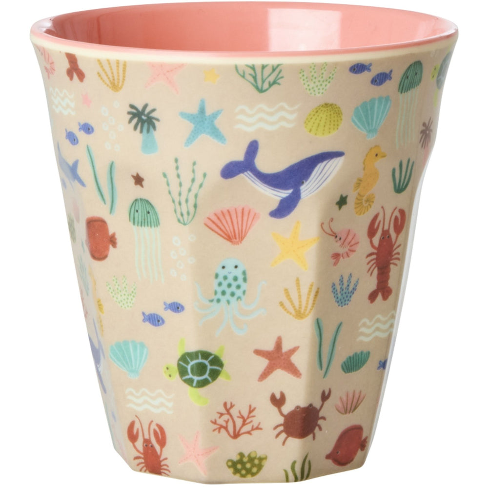 Køb Rice Melamin Kop Med Coral Ocean Print - Medium - 250 Ml