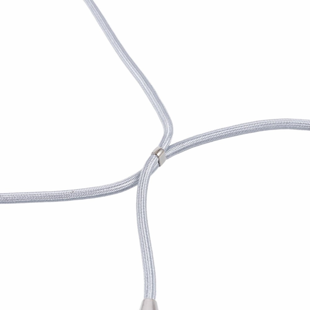iPhone 15 MagSafe Necklace Gummi Case Hülle Galvanisierter Rahmen mit Handykette (160cm)   Kameraschutz - Silber / Transparent