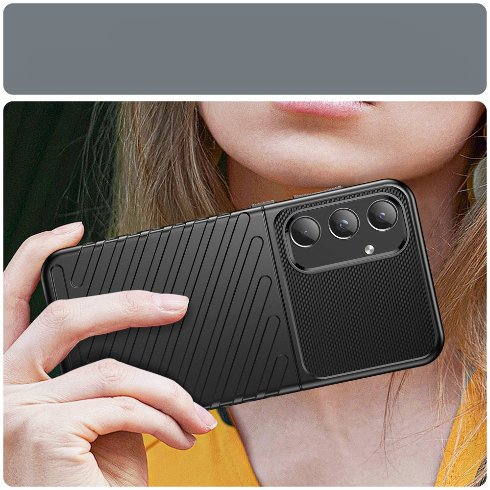 Samsung Galaxy A55 Gummi Case Schutzhülle Grip Design - Schwarz