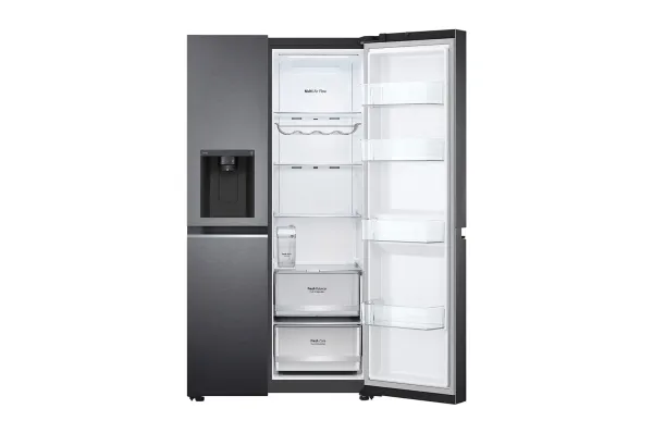 LG GSLV71MCLE - Køleskab/fryser - side-by-side med vanddispenser, isdispenser - Wi-Fi - bredde: 91.3 cm - dybde: 73.5 cm - højde: 179 cm - 635 liter - Klasse E - matsort stål