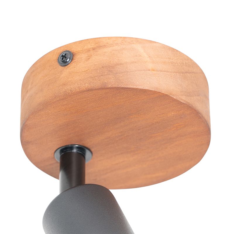Industriële spot zwart met hout - Kristina