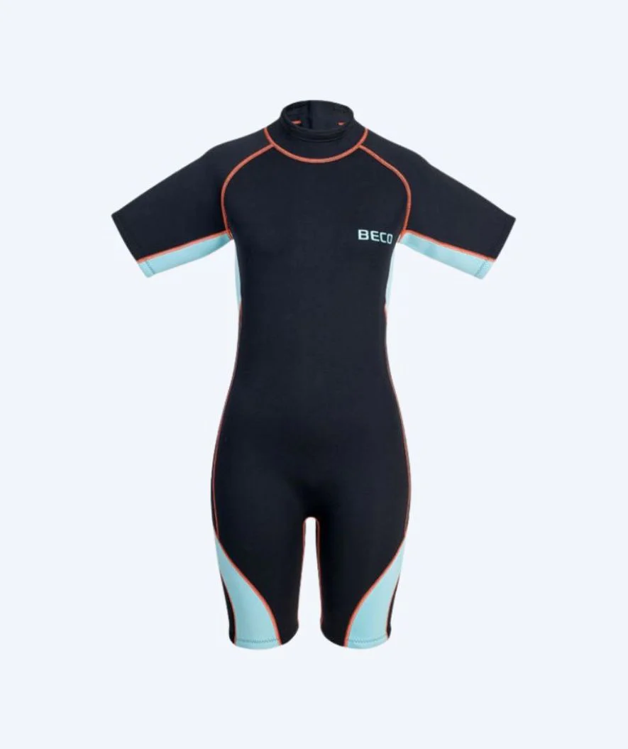 Beco neopren våddragt til damer - Neoprene Shorty - Sort/lyseblå