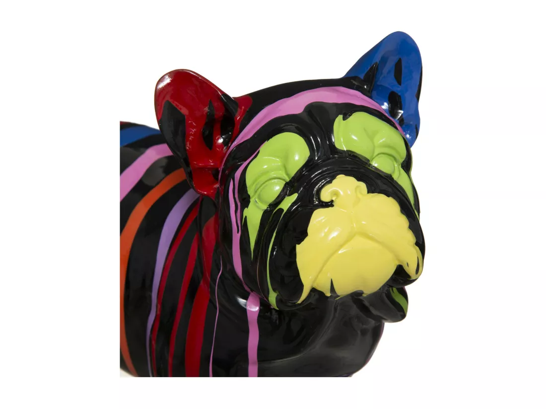 Chien décoratif en résine Noire et peint Trash L 34 cm