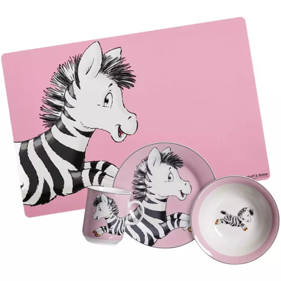 Ritzenhoff & Breker GmbH & Co. KG Kindergeschirr + Tischmatte Happy Zoo 4er Set pink
