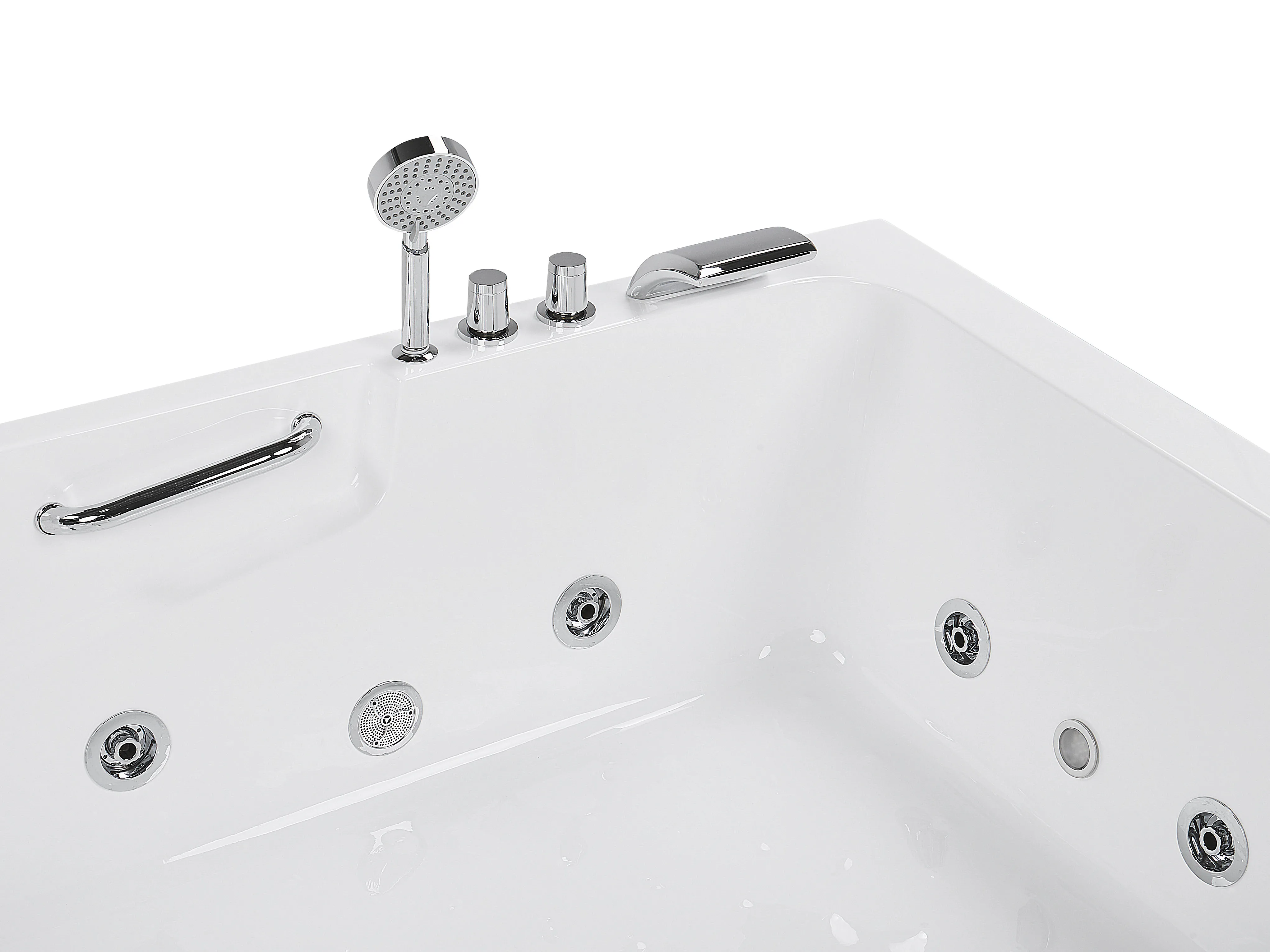 Hoek bubbelbad met LED BAYAMO rechtszijdig 170 x 120 cm Wit