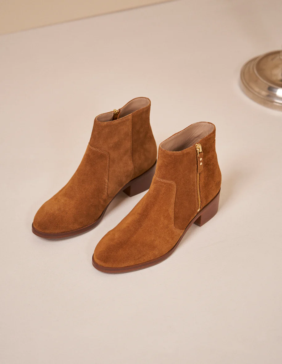 Bottines plates Coline - Suède ambre
